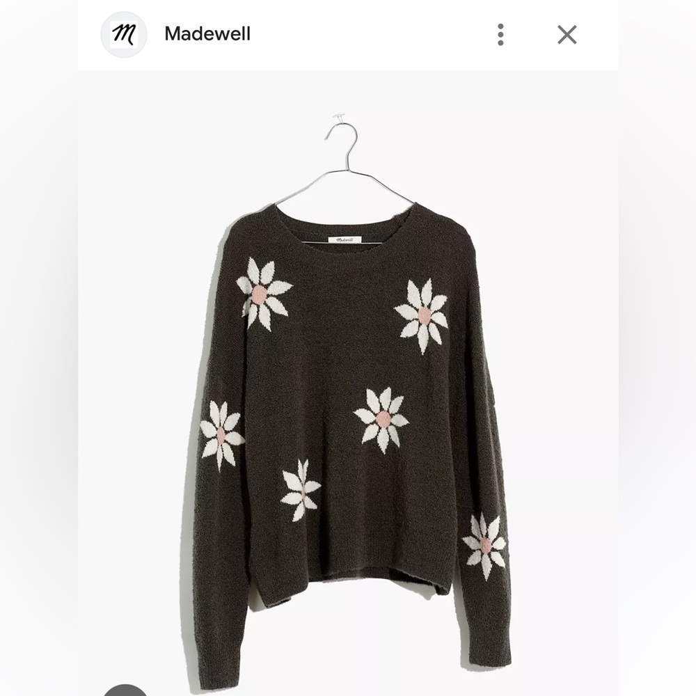 Madewell Floral Intarsia Pullover Sweater